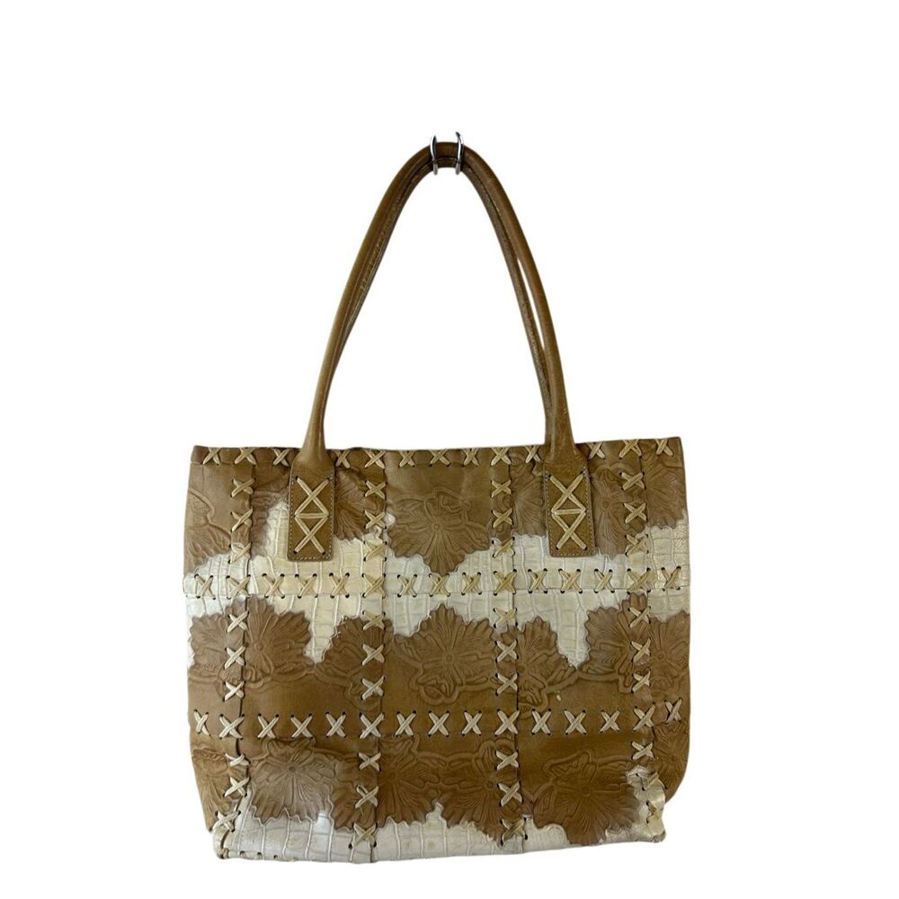 Berge Leather purse made in Italy‎ tan cream snap